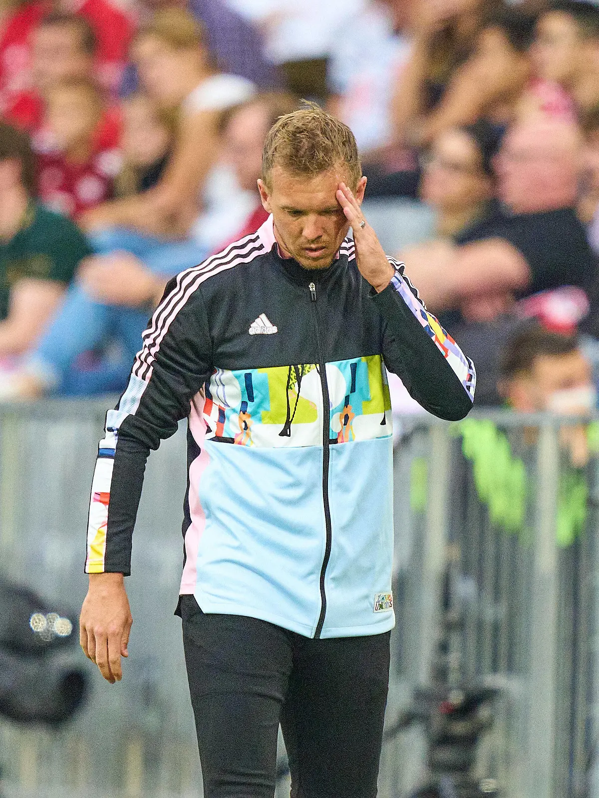  Trainer Julian Nagelsmann FCB, team manager, headcoach, coach, sad in the match FC BAYERN MUENCHEN - EINTRACHT FRANKFURT 1.German Football League on October 03, 2021 in Munich, Germany. Season 2021/2022, matchday 7, 1.Bundesliga, FCB, München, 7.Spieltag.