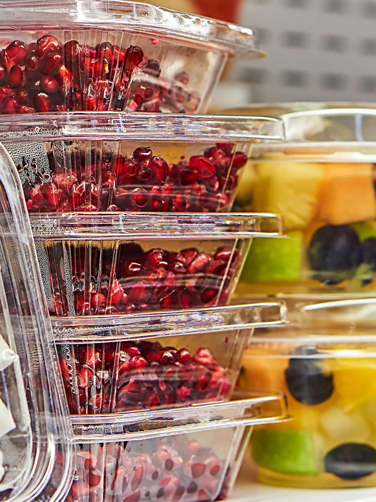 Cut fruit in plastic