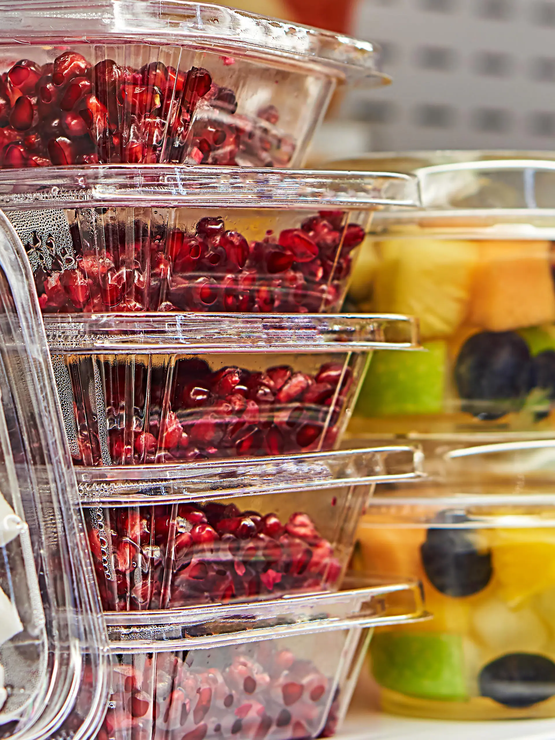 Cut fruit in plastic