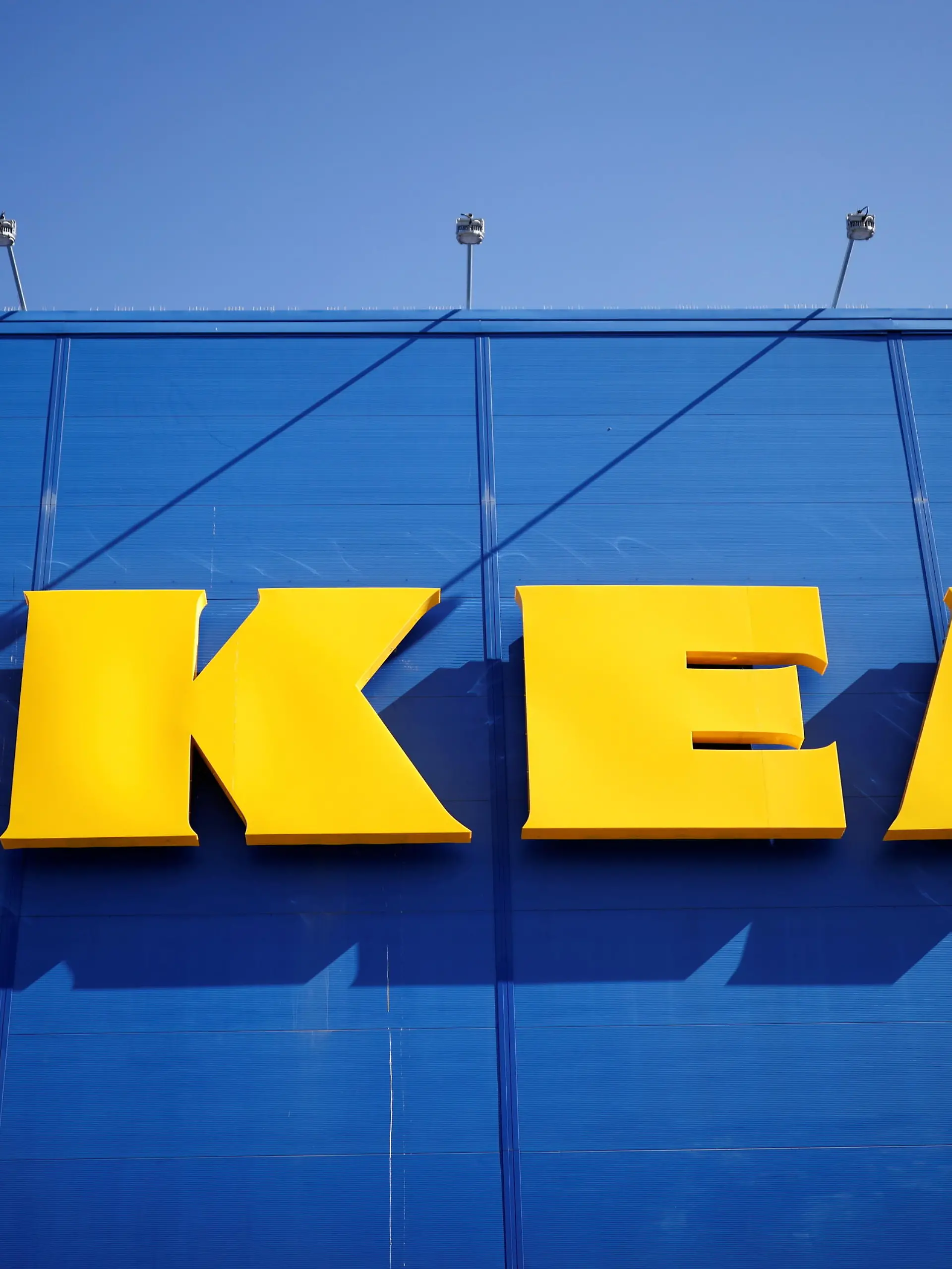 FILE PHOTO: The company's logo is seen outside of an IKEA Group store in Saint-Herblain near Nantes, France, March 22, 2021. REUTERS/Stephane Mahe/File Photo