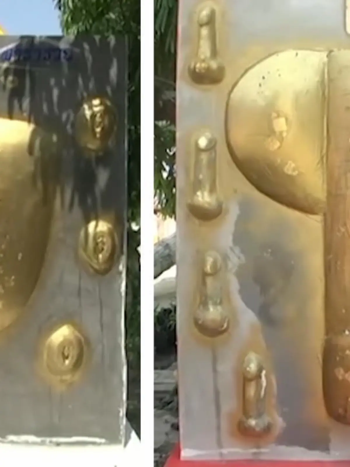 Es ist nicht alles Gold, was glänzt - auf diese güldenen Genitalien trifft das aber definitiv nicht zu! Die beiden Statuen stehen in Thailand und das mit Absicht: Die intimen Darstellungen werden von den Einheimischen nämlich verehrt! Wer das ganze ins Leben gerufen hat, verraten wir im Video.
