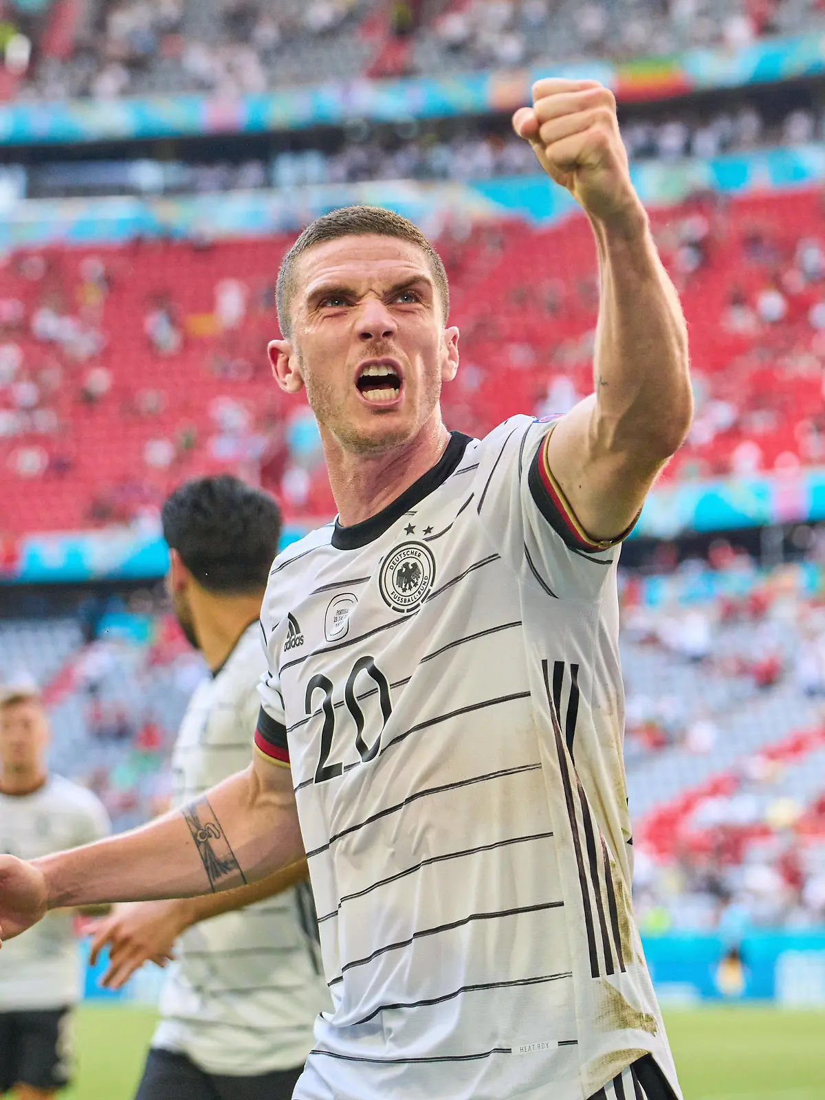  Robin Gosens, DFB 20 celebration 0-1 goal in the Group F match PORTUGAL - GERMANY 2-4 at the football UEFA European Championships 2020 in Season 2020/2021 on June 19, 2021 in Munich, Germany.