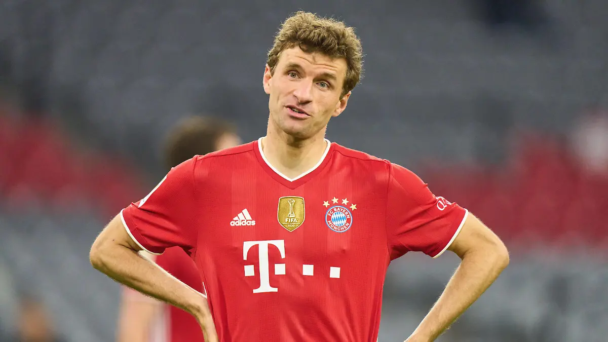  Fussball 1.German Soccer League FC BAYERN MUENCHEN - BAYER 04 LEVERKUSEN 2-0 Thomas MUELLER, MÜLLER, FCB 25 in the match FC BAYERN MUENCHEN - BAYER 04 LEVERKUSEN 2-0 1.German Football League on March 20, 2021 in Munich, Germany Season 2020/2021, matchday 30, 1.Bundesliga, FCB, München, 30.Spieltag Photographer: Peter Schatz / Pool National and international News-Agencies OUT Editorial Use ONLY - DFL REGULATIONS PROHIBIT ANY USE OF PHOTOGRAPHS as IMAGE SEQUENCES and/or QUASI-VIDEO - Munich Allianz Arena Bavaria Germany *** Football 1 German Soccer League FC BAYERN MUENCHEN BAYER 04 LEVERKUSEN 2 0 Thomas MUELLER, MÜLLER, FCB 25 in the match FC BAYERN MUENCHEN BAYER 04 LEVERKUSEN 2 0 1 German Football League on March 20, 2021 in Munich, Germany Season 2020 2021, matchday 30, 1 Bundesliga, FCB, Munich, matchday 30 Photographer Peter Schatz Pool National and international News Agencies OUT Editorial Use ONLY DFL REGULATIONS PROHIBIT ANY USE OF PHOTOGRAPHS as IMAGE SEQUENCES and or QUASI VIDEO Munich Allianz Arena Bavaria Germany Poolfoto Peter Schatz / Pool ,EDITORIAL USE ONLY