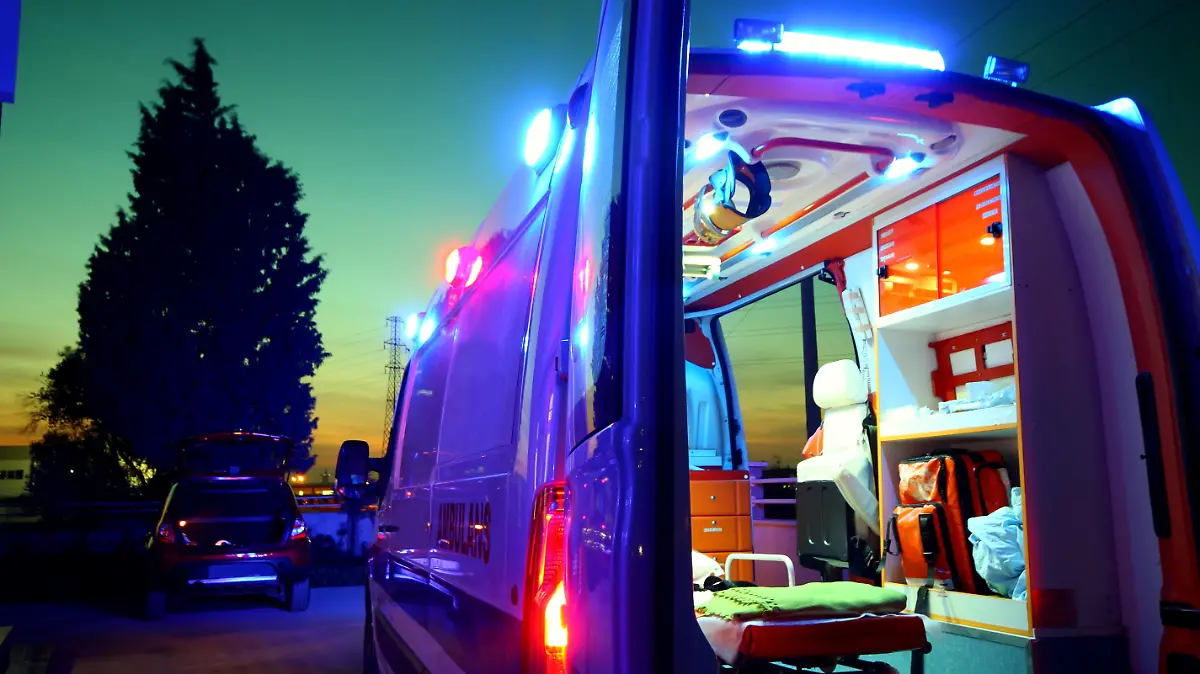 Emergency Ambulance at sunset.