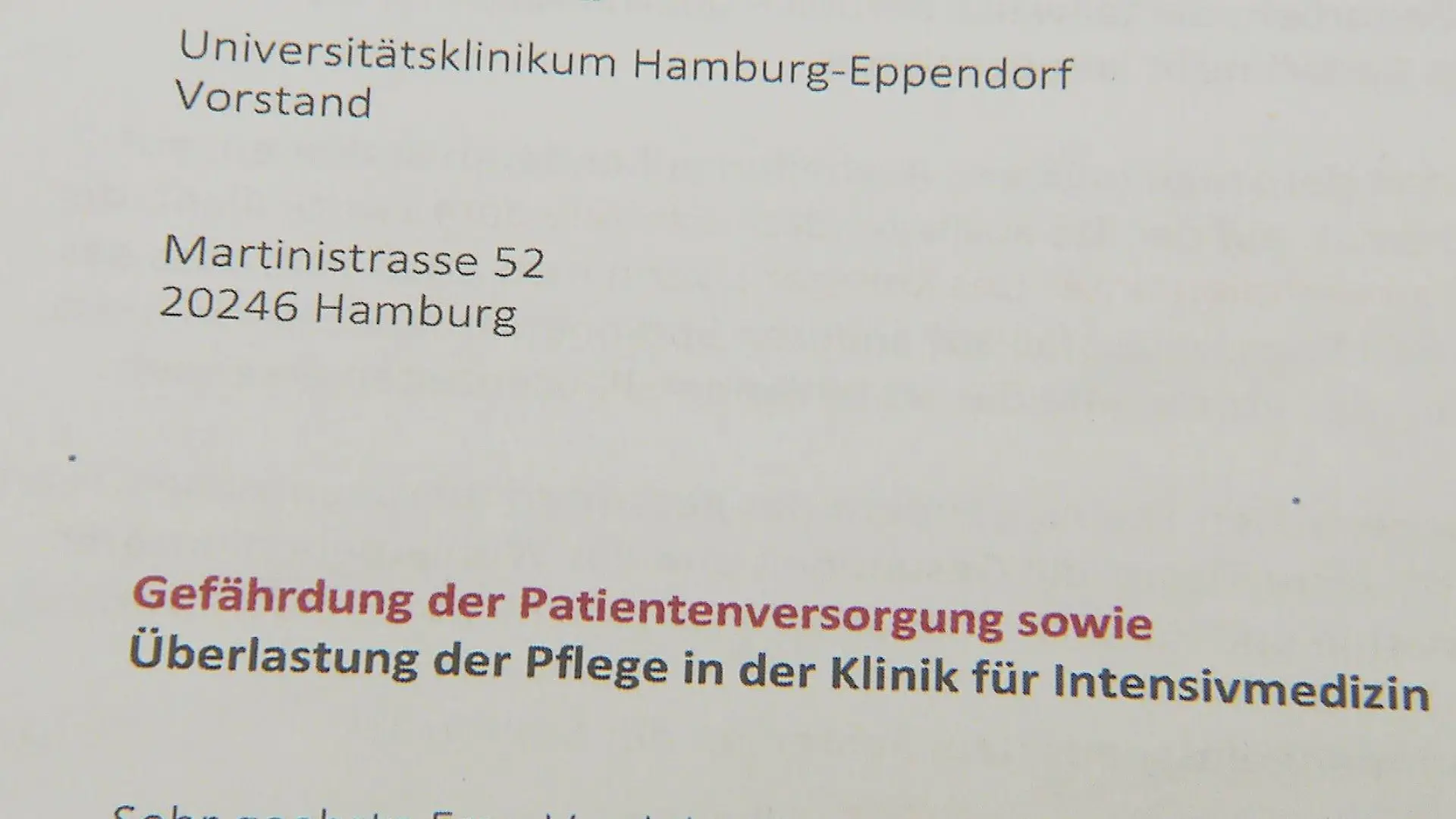 Einer der Brandbriefe an die Klinikleitung.