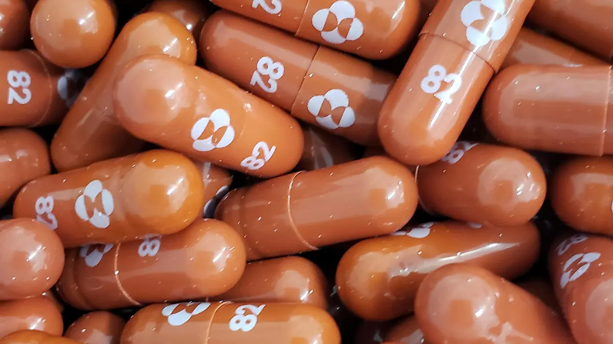 FILE PHOTO: An experimental COVID-19 treatment pill called molnupiravir being developed by Merck & Co Inc and Ridgeback Biotherapeutics LP, is seen in this undated handout photo released by Merck & Co Inc and obtained by Reuters May 17, 2021. Merck & Co Inc/Handout via REUTERS   ATTENTION EDITORS - THIS IMAGE HAS BEEN SUPPLIED BY A THIRD PARTY. MANDATORY CREDIT. THIS IMAGE WAS PROCESSED BY REUTERS TO ENHANCE QUALITY, AN UNPROCESSED VERSION HAS BEEN PROVIDED SEPARATELY./File Photo