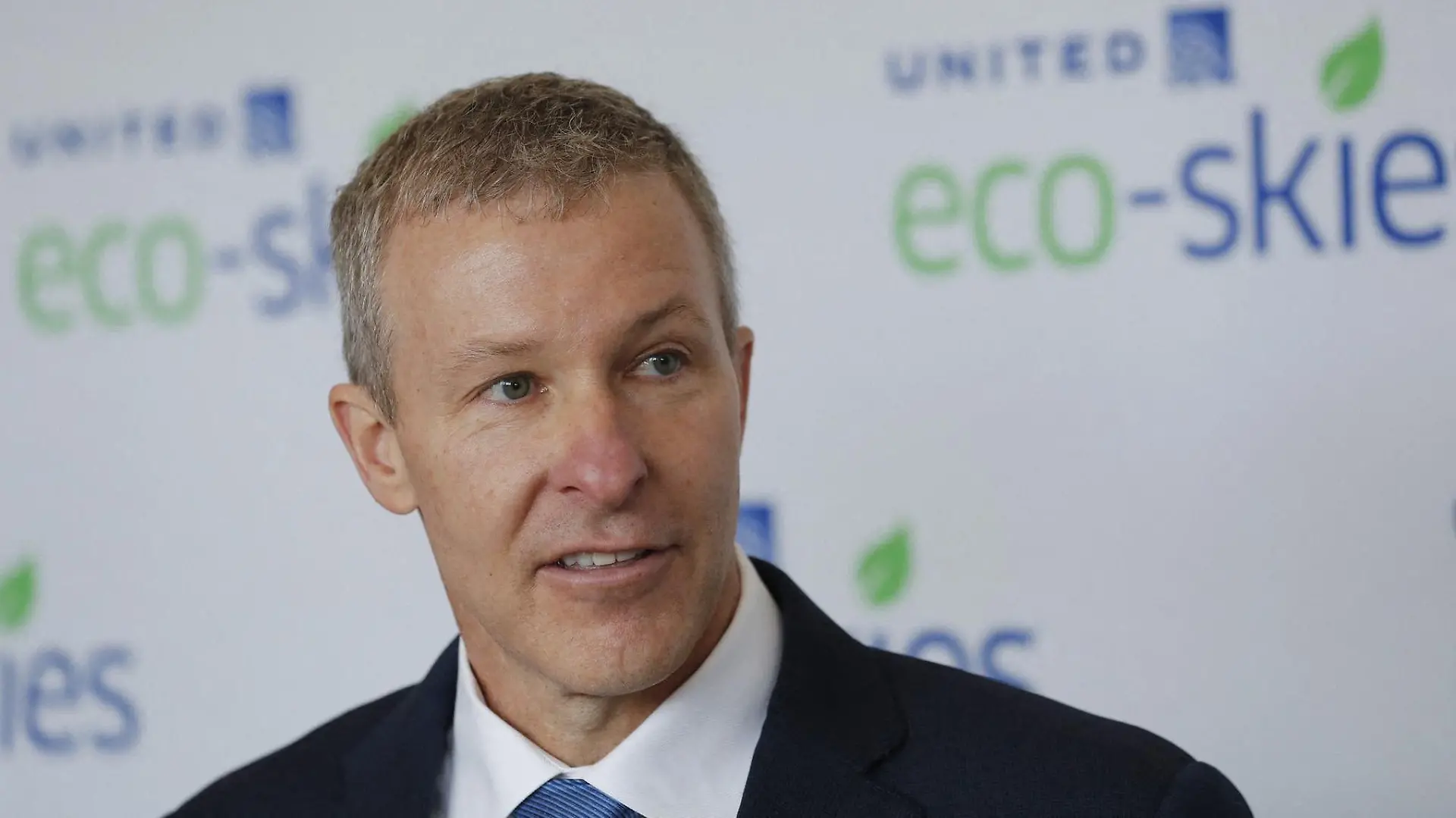 In this file photo, United Airlines President Scott Kirby speaks at a press conference at OÂâHare International Airport on June 5, 2019. (Jose M. Osorio/Chicago Tribune/TNS/ABACAPRESS.COM - NO FILM, NO VIDEO, NO TV, NO DOCUMENTARY