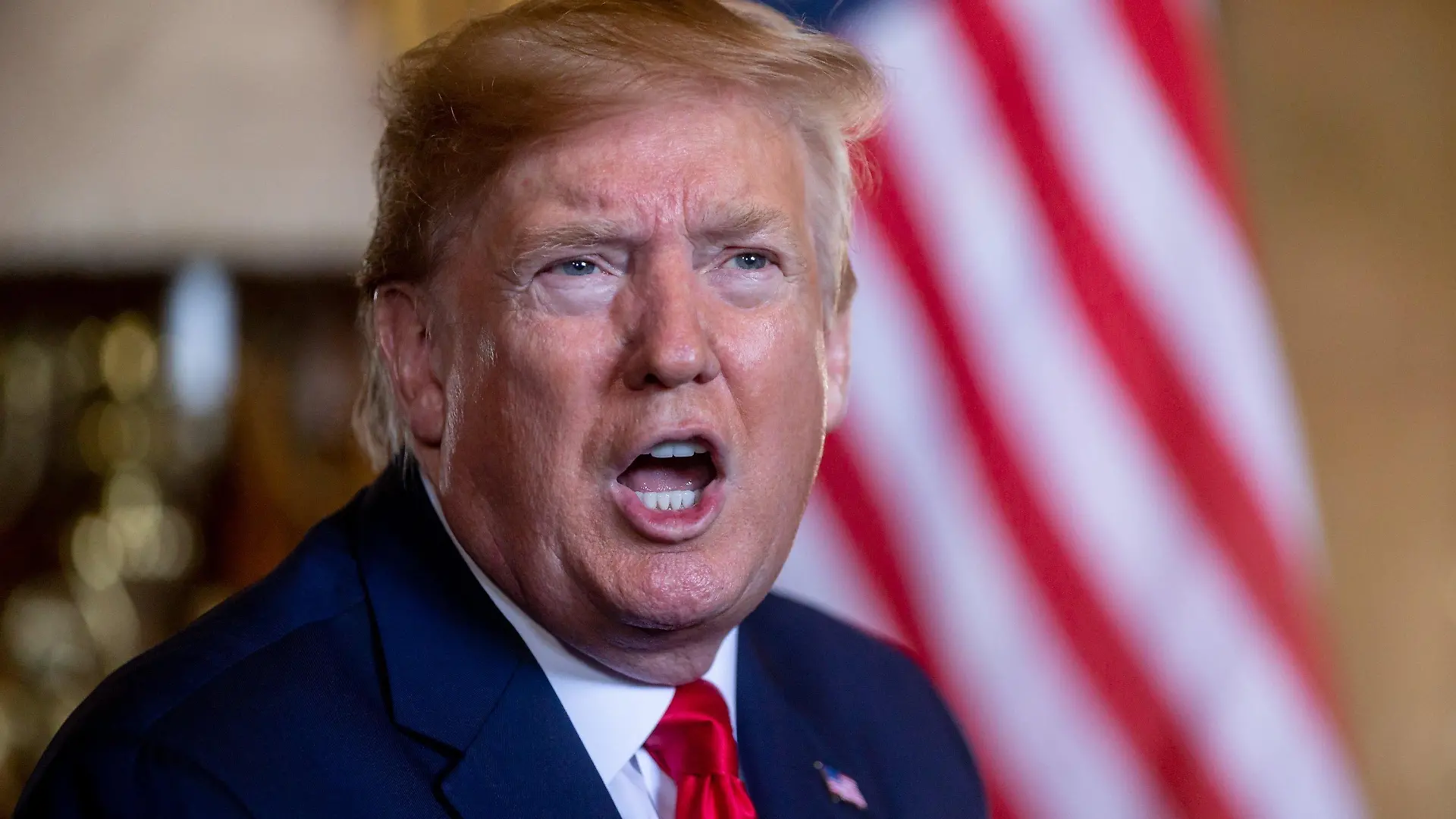 December 24, 2019, West Palm Beach, Florida, USA: President Donald Trump speaks to the media after making a Christmas eve video conference call to members of the armed forces from Mar-a-Lago in Palm Beach, FL on Tuesday December 24, 2019. (Credit Image: © Richard Graulich/The Palm Beach Post via ZUMA Wire