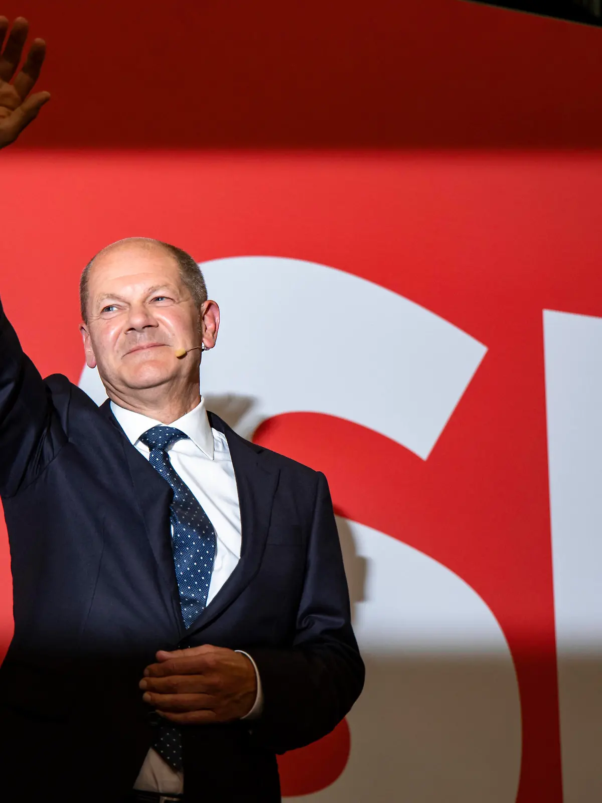  Olaf Scholz beim Wahlabend zur Bundestagswahl bei der SPD im Willy-Brandt-Haus in Berlin am 26. September 2021. Wahlen in Berlin *** Olaf Scholz at the election evening for the Bundestag elections with the SPD at the Willy Brandt House in Berlin on 26 September 2021 Elections in Berlin