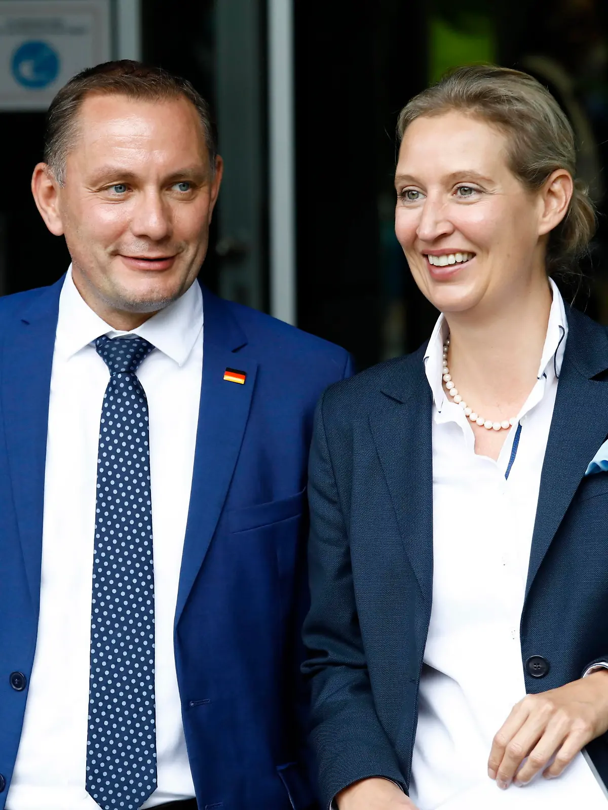  Tino Chrupalla, Spitzenkandidat der AfD, Alice Weidel, Spitzenkandidatin der AfD , Deutschland, Berlin, Bundespressekonferenz, Thema: AfD - Zu den Bundestags- und Landtagswahlen *** Tino Chrupalla, top candidate of the AfD, Alice Weidel, top candidate of the AfD , Germany, Berlin, Federal Press Conference, Topic AfD On the federal and state elections