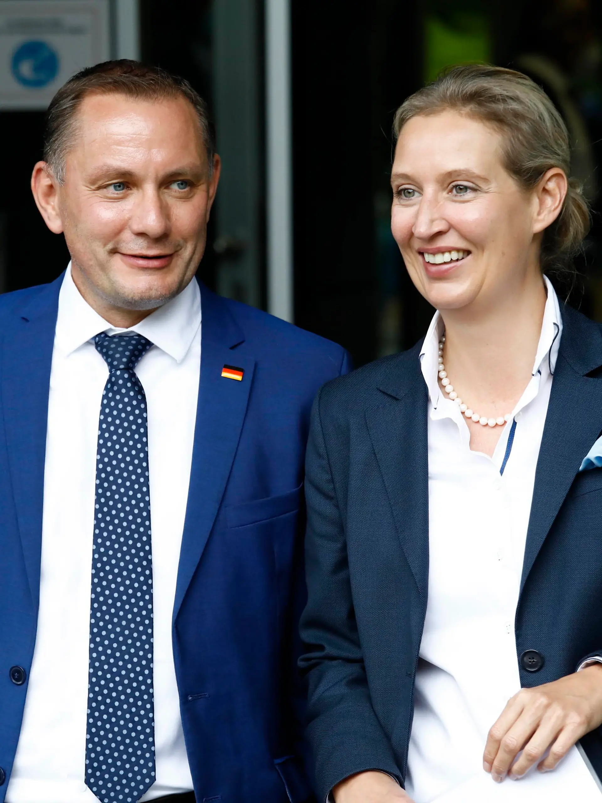  Tino Chrupalla, Spitzenkandidat der AfD, Alice Weidel, Spitzenkandidatin der AfD , Deutschland, Berlin, Bundespressekonferenz, Thema: AfD - Zu den Bundestags- und Landtagswahlen *** Tino Chrupalla, top candidate of the AfD, Alice Weidel, top candidate of the AfD , Germany, Berlin, Federal Press Conference, Topic AfD On the federal and state elections