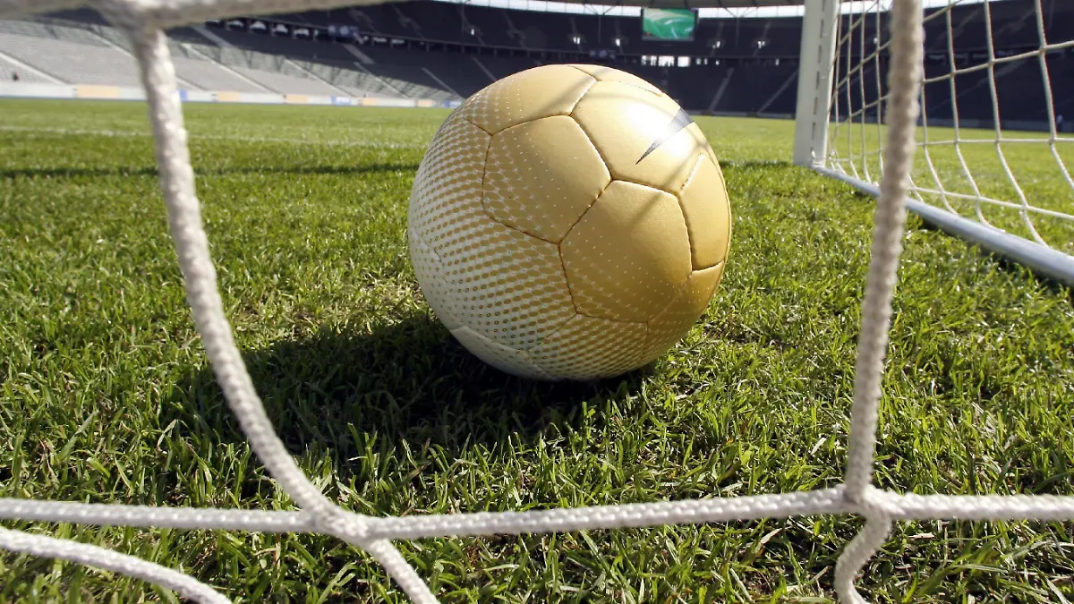 ARCHIV - Ein Fußball liegt im Tor des Olympiastadions in Berlin (Archivfoto vom 25.04.2006). In Deutschland sind Physiker dabei, eine alte Fußballweisheit zu wiederlegen. Auch der Berliner Wissenschaftler Andreas Heuer will seine Erkenntnisse auf dem größten deutschen Physikerkongress dieses Jahres in Berlin (25.02.-29.02.2008) präsentieren. Heuer ist theoretischer Physiker, den am Fußball das Zusammenspiel von Systematik und Zufall fasziniert. Foto: Bernd Settnik dpa (zu dpa-Korr-Bericht: "Physiker wiederlegt Fußballweisheit" vom 25.02.2008) +++(c) dpa - Bildfunk+++