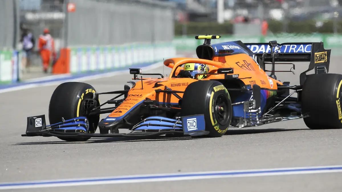 SOCHI, RUSSIA - SEPTEMBER 24, 2021: McLaren driver Lando Norris is seen during Practice Session 1 at the 2021 Formula 1 Russian Grang Prix at the Sochi Autodrom racing circuit. Sergei Fadeichev/TASS PUBLICATIONxINxGERxAUTxONLY TS111B2A 
