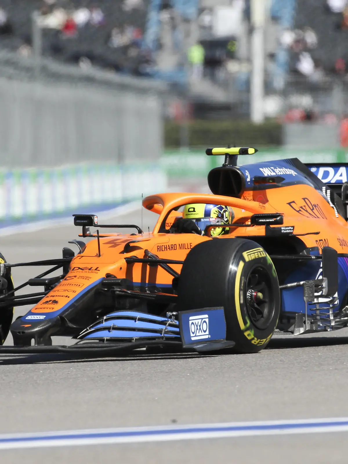 SOCHI, RUSSIA - SEPTEMBER 24, 2021: McLaren driver Lando Norris is seen during Practice Session 1 at the 2021 Formula 1 Russian Grang Prix at the Sochi Autodrom racing circuit. Sergei Fadeichev/TASS PUBLICATIONxINxGERxAUTxONLY TS111B2A 