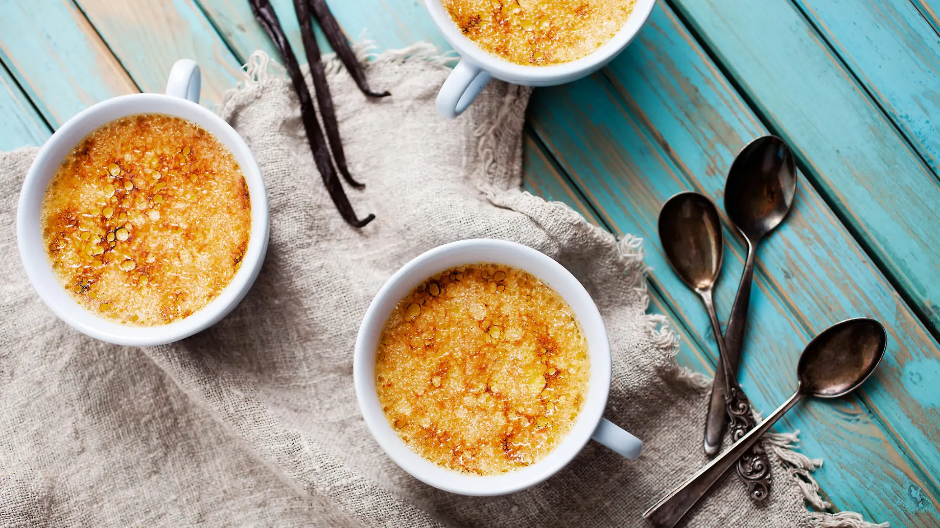Homemade vanilla creme brule for three