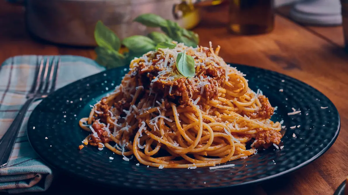 Eating Homemade Spaghetti Bolognese