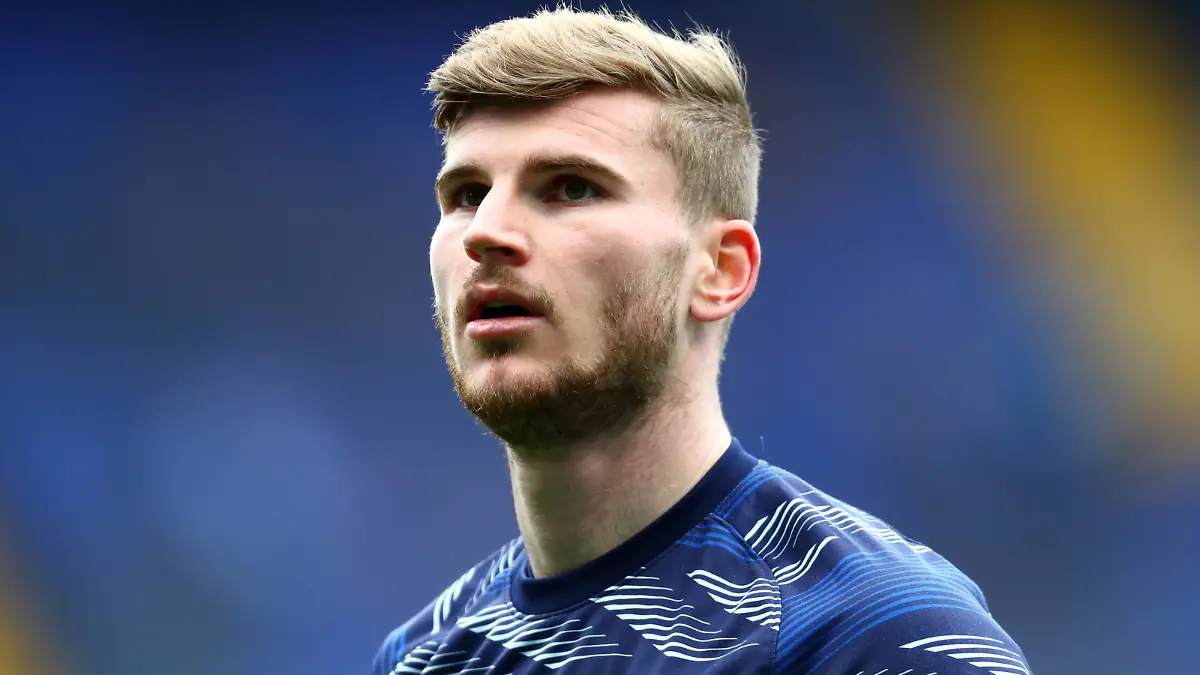 Chelsea v West Bromwich Albion - Premier League - Stamford Bridge Chelsea s Timo Werner warming up prior to kick-off during the Premier League match at Stamford Bridge, London. Issue date: Saturday April 3, 2021. EDITORIAL USE ONLY No use with unauthorised audio, video, data, fixture lists, club/league logos or live services. Online in-match use limited to 120 images, no video emulation. No use in betting, games or single club/league/player publications. PUBLICATIONxINxGERxSUIxAUTxONLY Copyright: xClivexRosex 58959266 