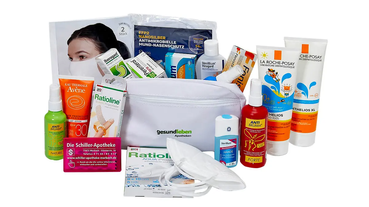 Marbach, Germany - May, 27 - 2020: Travel medication of a German pharmacy