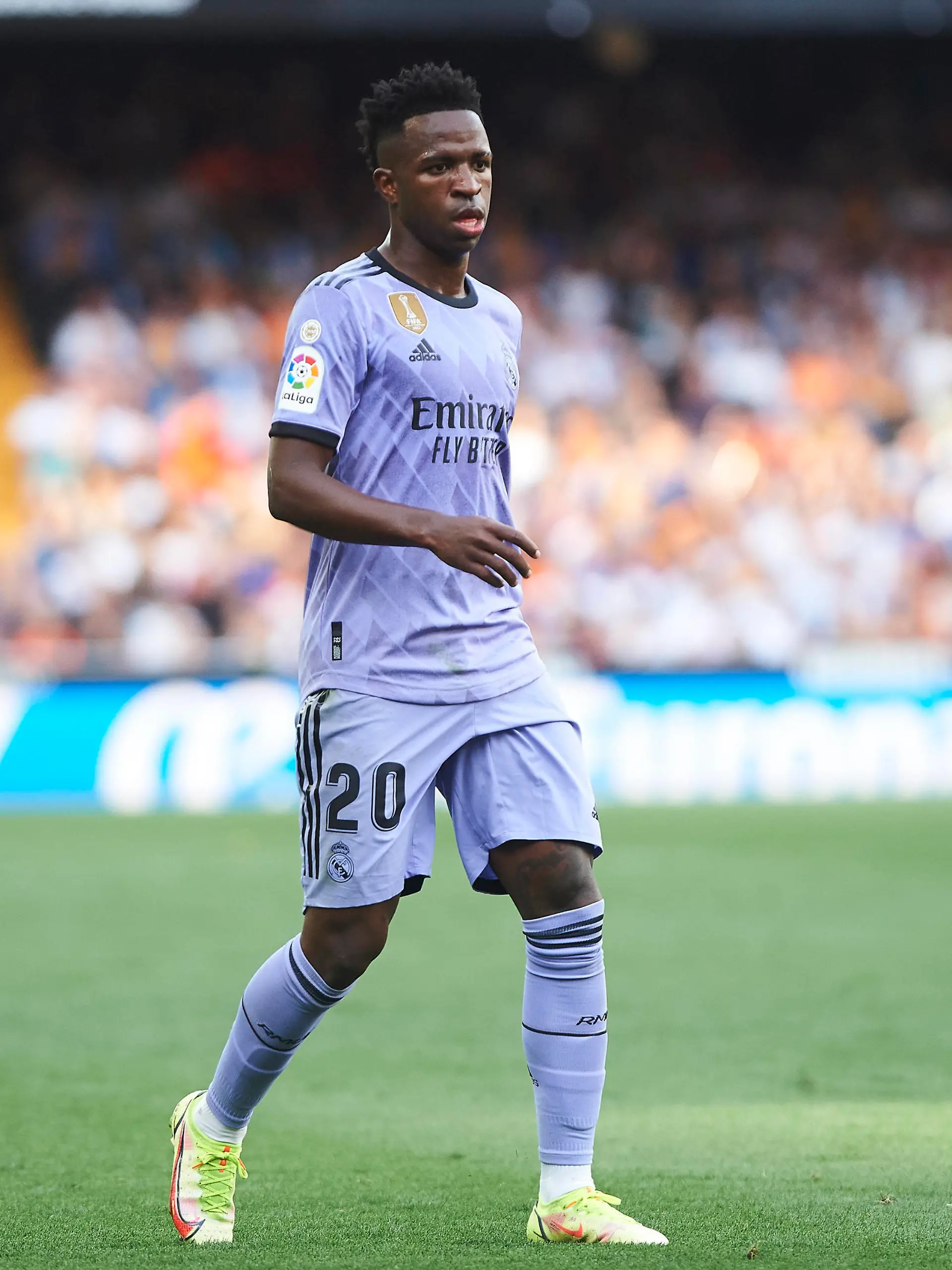 Spain, Valencia, 21.05.2023, Estadio de Mestalla, FC Valencia v Real Madrid - LaLiga Santander - Matchday 35, Vinicius Junior Real Madrid looks on Valencia Estadio de Mestalla Spain *** Spain, Valencia, 21 05 2023, Estadio de Mestalla, FC Valencia v Real Madrid LaLiga Santander Matchday 35, Vinicius Junior Real Madrid looks on Valencia Estadio de Mestalla Spain PUBLICATIONxINxGERxSUIxAUTxONLY eu-images-078