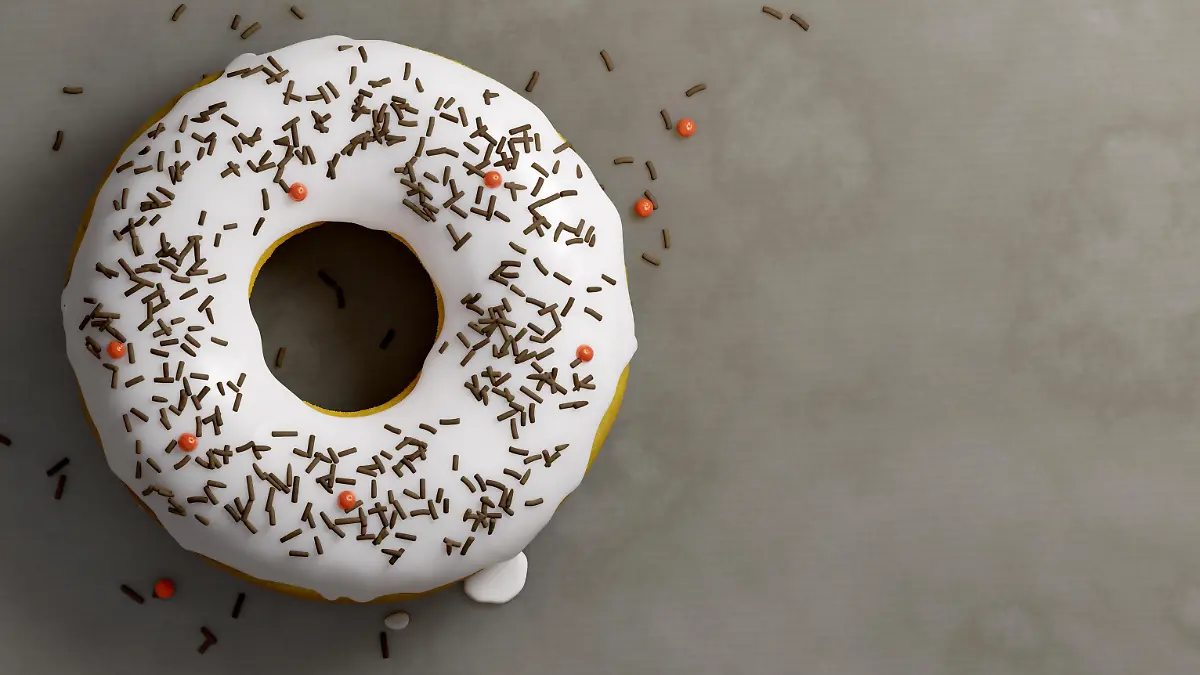 A typical fresh baked donut on a paper. 3D illustration