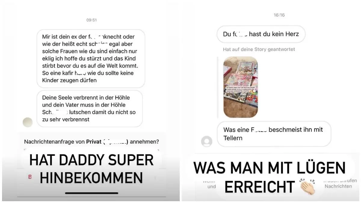 Yeliz postet diese verstörenden Screenshots auf ihrem Instagram-Profil.