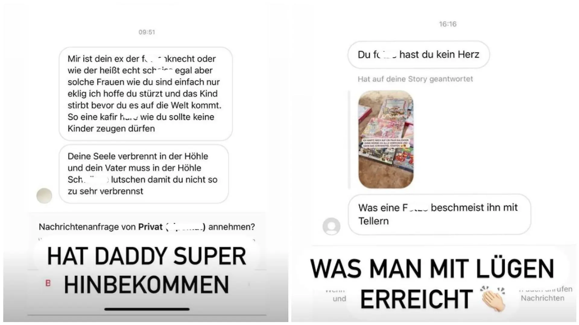 Yeliz postet diese verstörenden Screenshots auf ihrem Instagram-Profil.