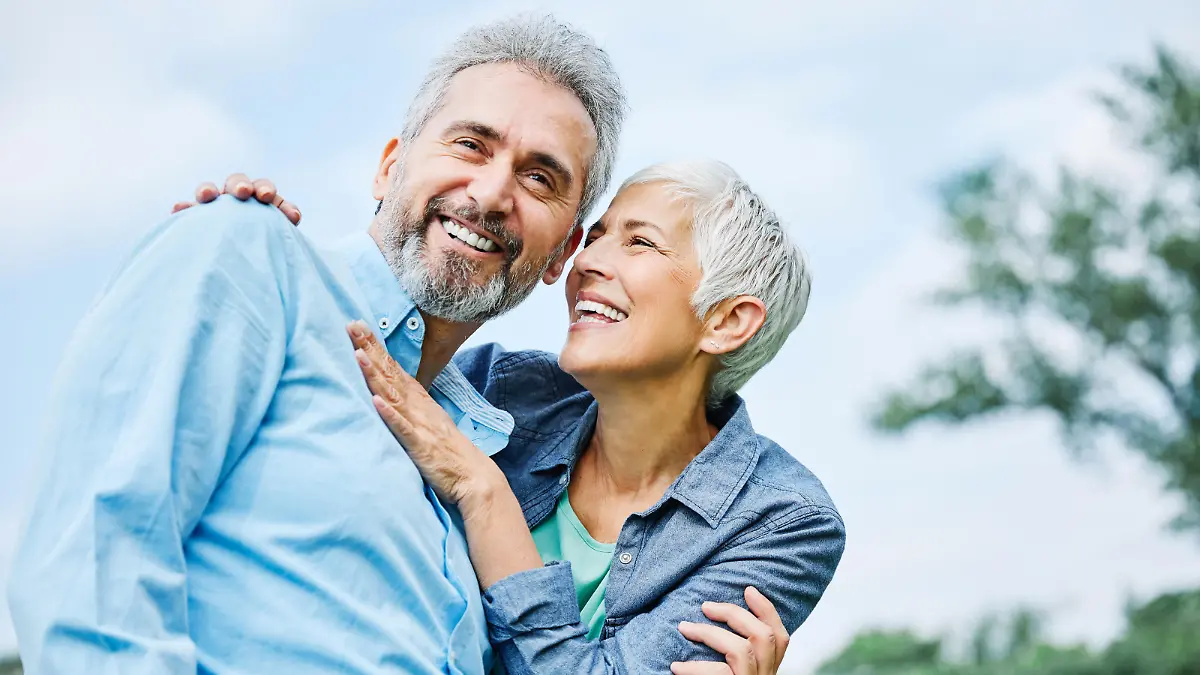 portrait of happy smiling senior couple outdoors