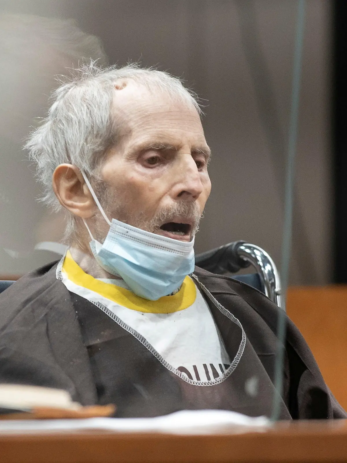 Robert Durst is seen being sentenced to life without possibility of parole for the killing of Susan Berman, at Airport Courthouse, in Los Angeles, California, U.S., October 14, 2021. Myung J. Chun/Pool via REUTERS     TPX IMAGES OF THE DAY