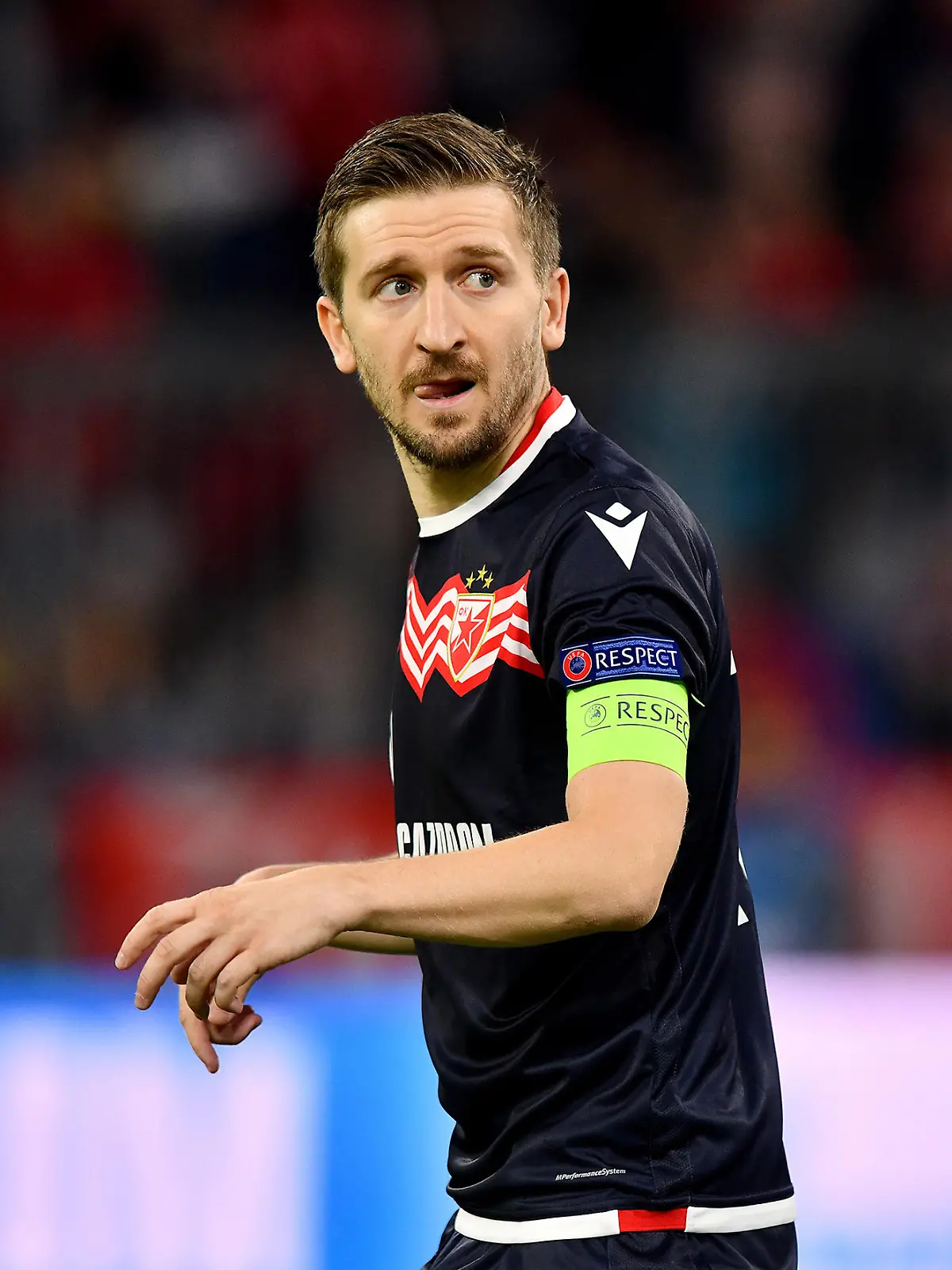 Fussball; Spieltag 1; Gruppenphase; UEFA-Champions-League; Saison 2019/2020; Bayern MÃ_nchen gegen Roter Stern Belgrad am 18.09.2019 in Muenchen. UBz: Marko Marin, Belgrad. NUR FÃR REDAKTIONELLE VERWENDUNG. FOR EDITORIAL USE ONLY.