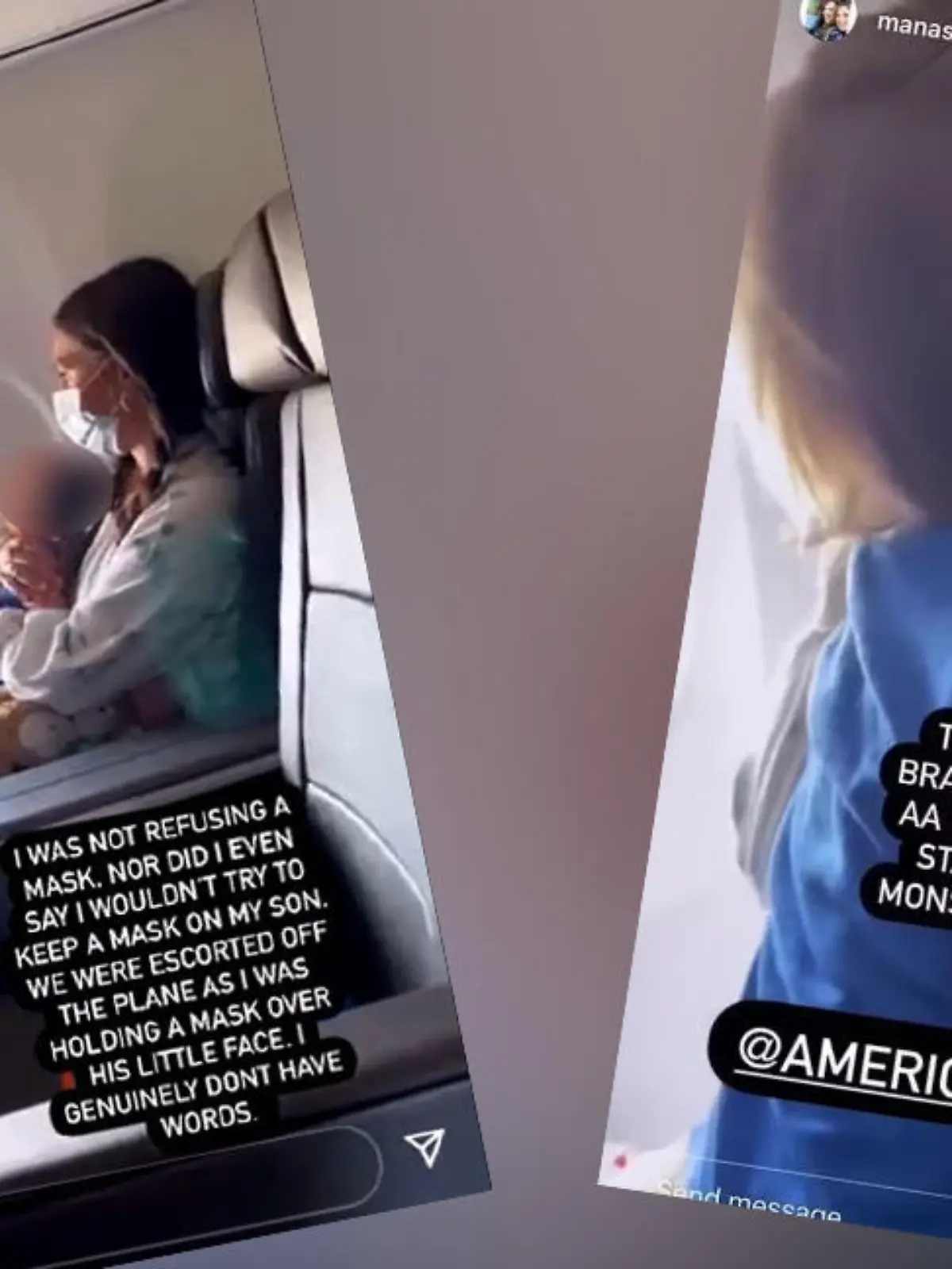 Amanda Pendarvis mit ihrem Sohn auf dem Schoß im Flugzeug.