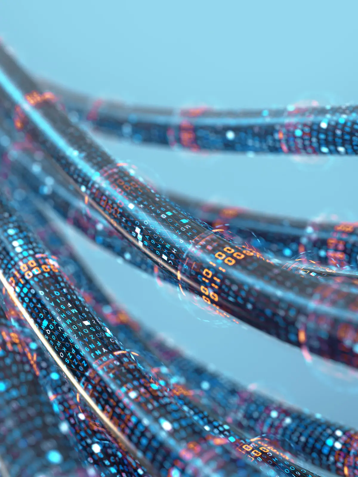 Concept image of cables and connections for data transfer in the digital world.3d rendering.
