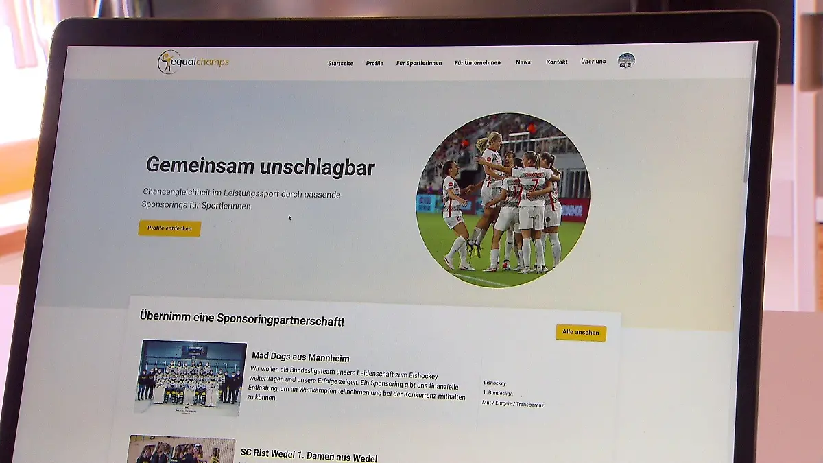 Auf der Seite können sich Unternehmen und Sportlerinnen oder Mannschaften registrieren.