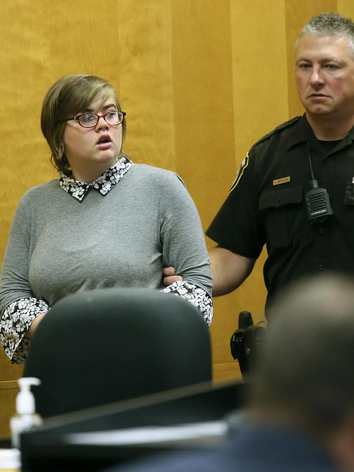 FILE - In this Sept. 29, 2017 file photo, Morgan Geyser, one of two Wisconsin girls charged with stabbing a classmate, Payton Leutner, in 2014, to impress the fictitious horror character Slender Man, enters a Waukesha County Court for a status hearing in Waukesha, Wis. A judge in Waukesha County Circuit Court on Thursday, Dec. 21, 2017, is expected to send 16-year-old Anissa Weier to a facility for at least three years after she was previously found not guilty by reason of mental disease or defect. Geyser was also found not guilty by reason of mental disease and will be sentenced in Feb. 2018. (Michael Sear/Milwaukee Journal-Sentinel via AP, Pool, File) |