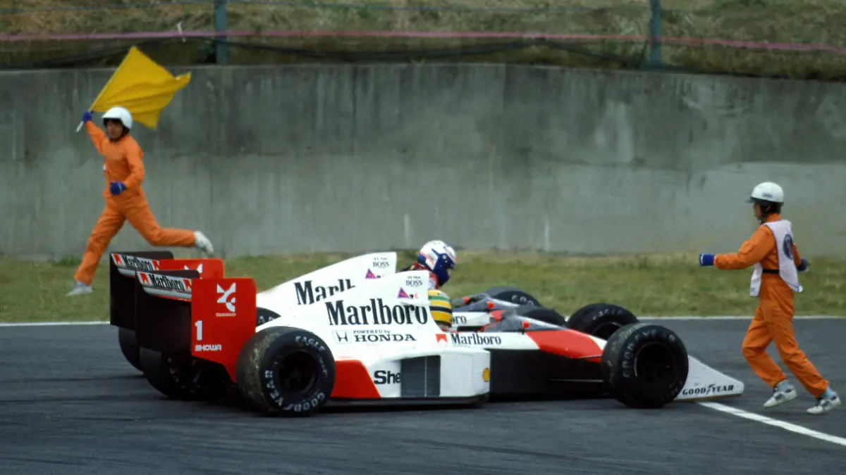 Ayrton Senna -BRA- und Teamkollege Alain Prost -FRA- McLaren MP4/5 F1 GP Japan 1989