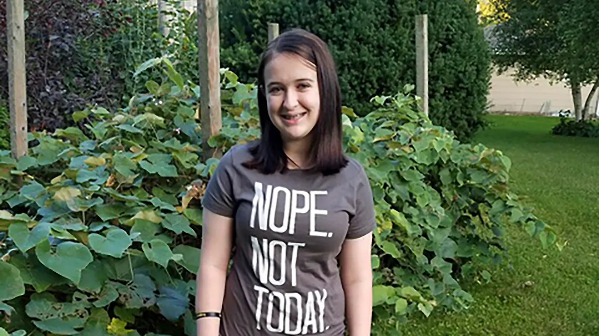 This Sept. 2017 photo provided by Payton Leutner's family shows Payton Leutner, who was stabbed 19 times in a Waukesha, Wisc. park in 2014. She was only 12 when she was lured into the woods by her friends Morgan Geyser and Anissa Weier, who were also 12 at the time. Geyser and Weier claimed they were doing it to impress the fictional horror character Slender Man. Prosecutors asked a judge Thursday, Oct. 5, 2017, to sentence Geyser to 40 years in a mental hospital for stabbing Leutner. (Leutner Family Photo via AP)