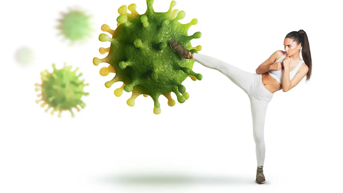 Virus attack; defend from the virus concept;