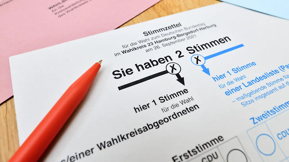  Stimmzettel zur Bundestagswahl 2021 *** Ballot paper for the Bundestag election 2021