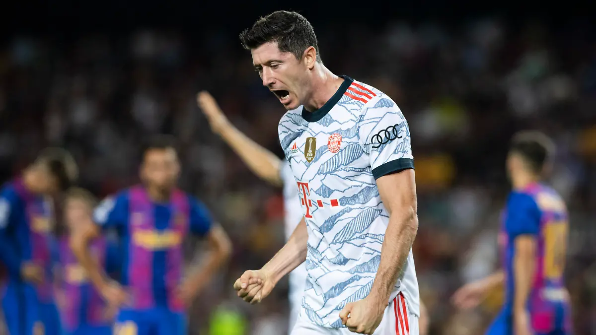 14th September 2021: Nou Camp, Barcelona, Spain: ECL Champions League football, FC Barcelona, Barca versus Bayern Munich: Robert Lewandowski celebrating a goal during Uefa champions league match in camp nou PUBLICATIONxNOTxINxUK ActionPlus12322708 MarcxGonzalezxAloma