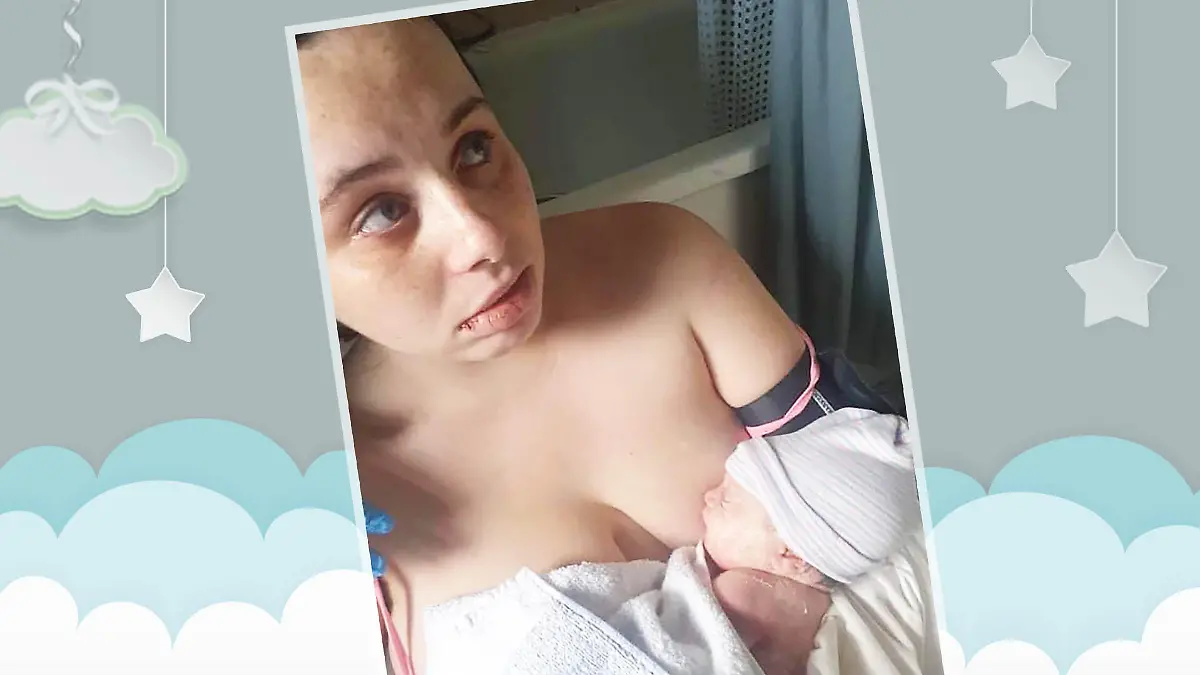 Erin Hogg mit ihrem Überraschungsbaby Piper.
