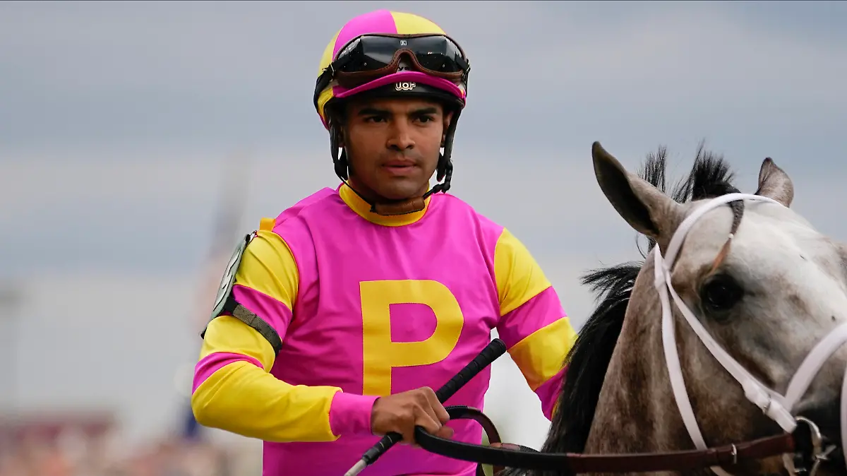 Luis Saez rides Tapit Trice to the 149th running of the Kentucky Derby horse race at Churchill Downs Saturday, May 6, 2023, in Louisville, Ky. (AP Photo/Kiichiro Sato)