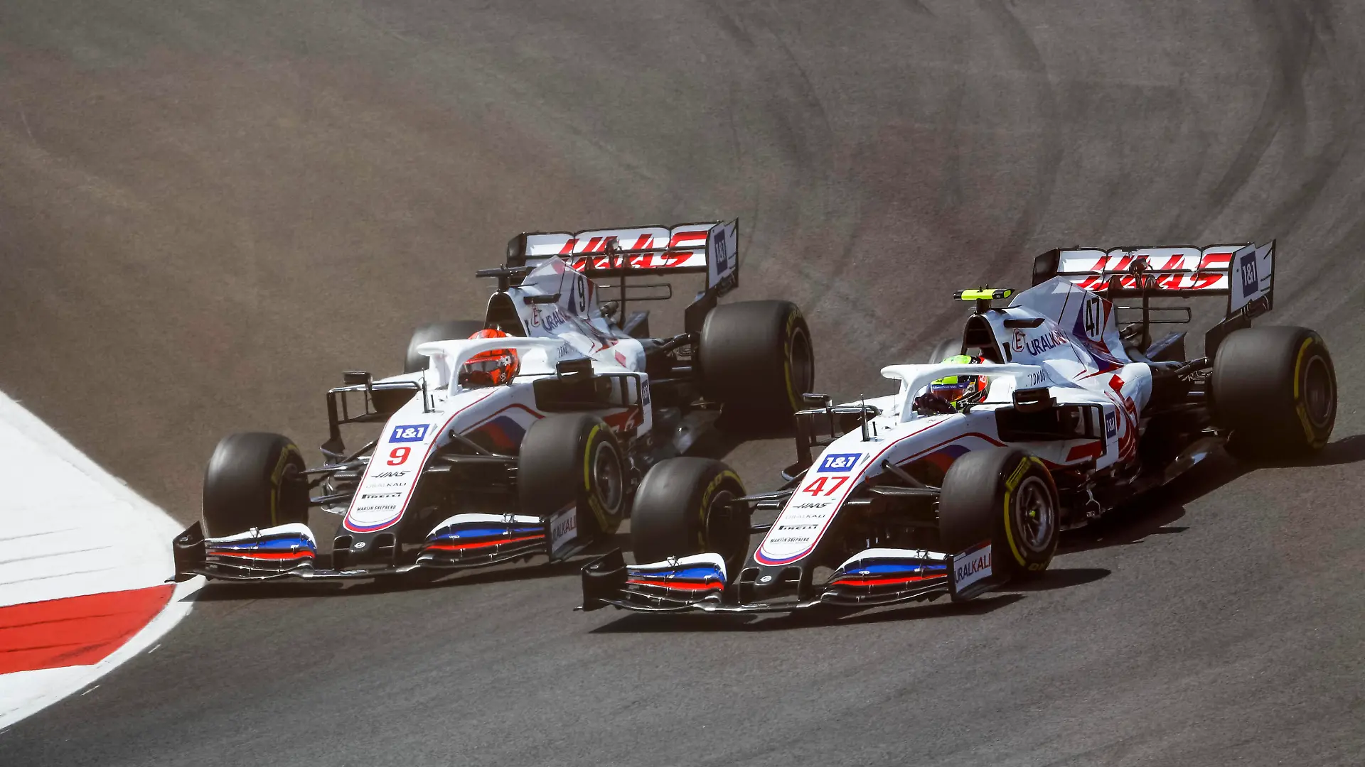 9 Nikita Mazepin RUS, Haas F1 Team, 47 Mick Schumacher GER, Haas F1 Team, F1 Grand Prix of Portugal at Autodromo Internacional do Algarve on May 2, 2021 in Portimao, Portugal. Photo by HOCH ZWEI Portimao Portugal *** 9 Nikita Mazepin RUS, Haas F1 Team , 47 Mick Schumacher GER, Haas F1 Team , F1 Grand Prix of Portugal at Autodromo Internacional do Algarve on May 2, 2021 in Portimao, Portugal Photo by HOCH ZWEI Portimao Portugal
