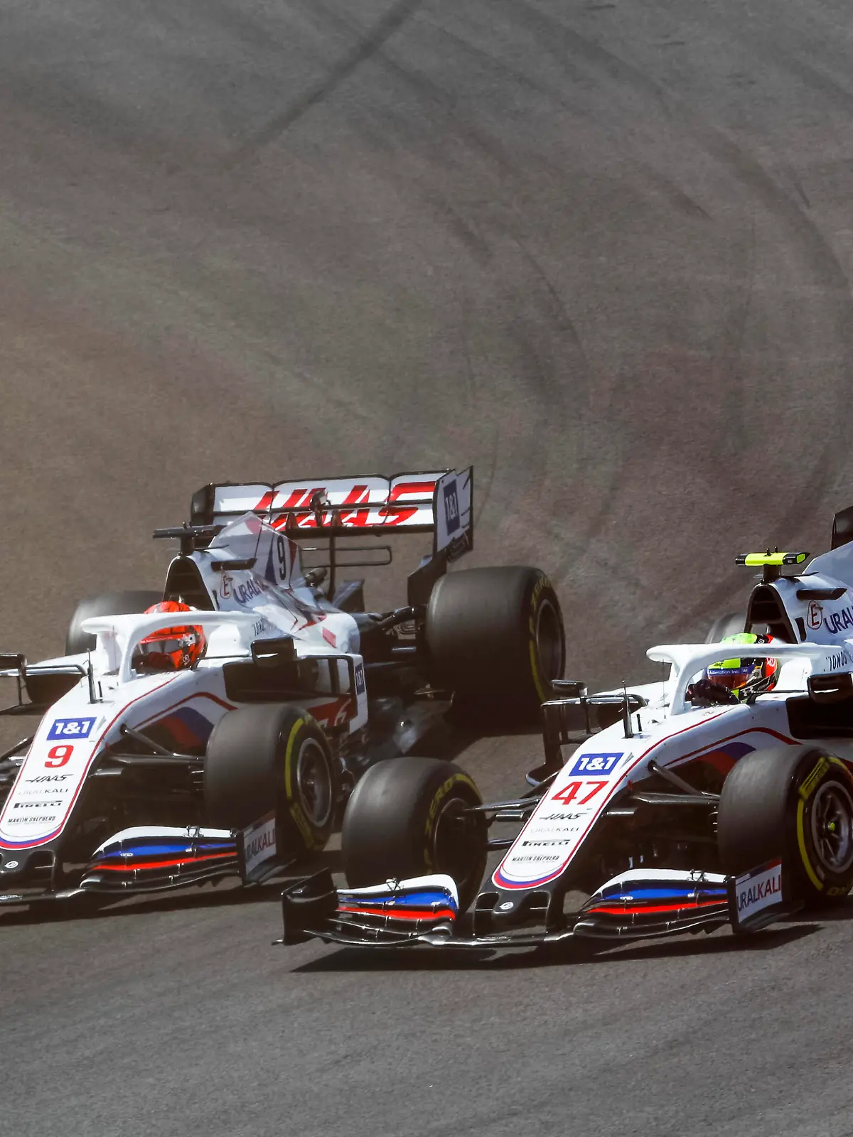  9 Nikita Mazepin RUS, Haas F1 Team, 47 Mick Schumacher GER, Haas F1 Team, F1 Grand Prix of Portugal at Autodromo Internacional do Algarve on May 2, 2021 in Portimao, Portugal. Photo by HOCH ZWEI Portimao Portugal *** 9 Nikita Mazepin RUS, Haas F1 Team , 47 Mick Schumacher GER, Haas F1 Team , F1 Grand Prix of Portugal at Autodromo Internacional do Algarve on May 2, 2021 in Portimao, Portugal Photo by HOCH ZWEI Portimao Portugal 
