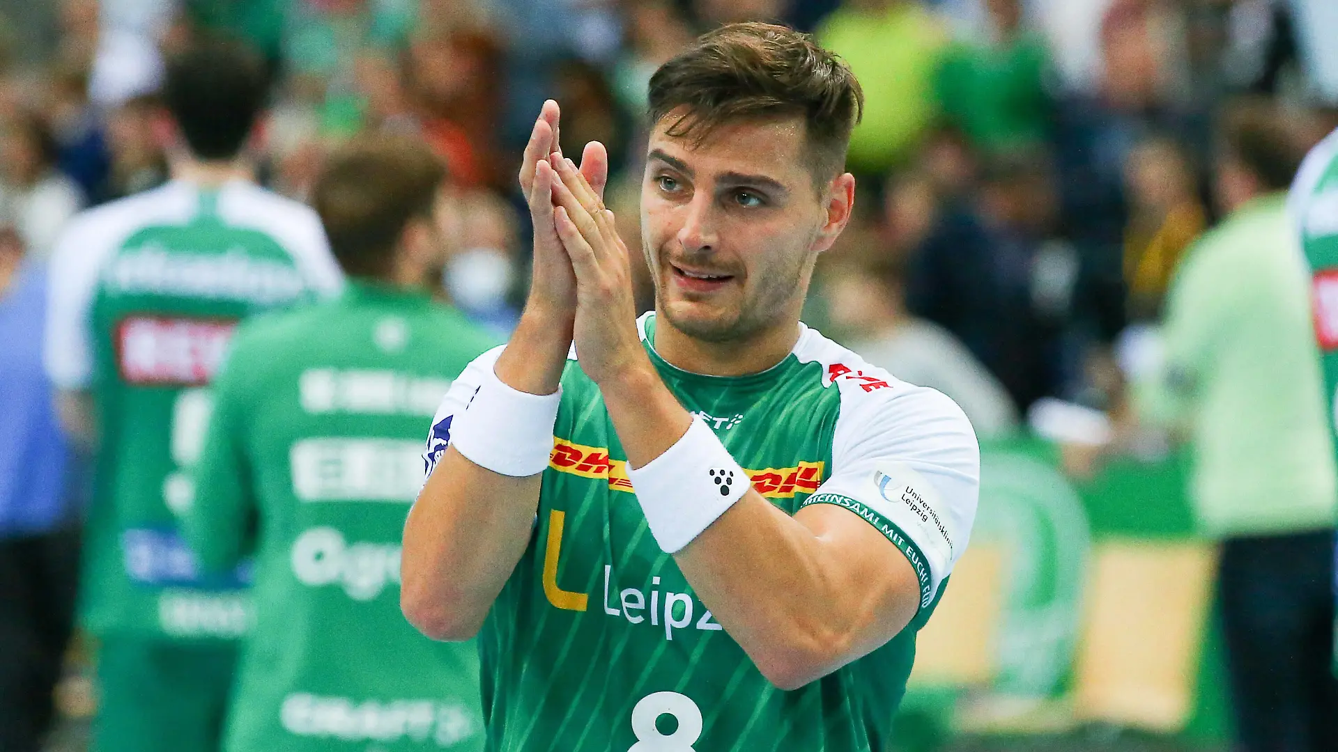 SC DHfK Leipzig - HSV Hamburg / 18.09.2022 Leipzig, 18.09.2022, QUARTERBACK Immobilien ARENA Leipzig, Handball, Männer, Saison 2022 / 2023, Bundesliga, 4. Spieltag , SC DHfK - HSV Hamburg 22:23 12:13 , Im Bild: Lucas Krzikalla 8, Leipzig , *** SC DHfK Leipzig HSV Hamburg 18 09 2022 Leipzig, 18 09 2022, QUARTERBACK real estate ARENA Leipzig, handball, men, season 2022 2023, Bundesliga, 4 match day , SC DHfK HSV Hamburg 22 23 12 13 , In the picture Lucas Krzikalla 8, Leipzig ,