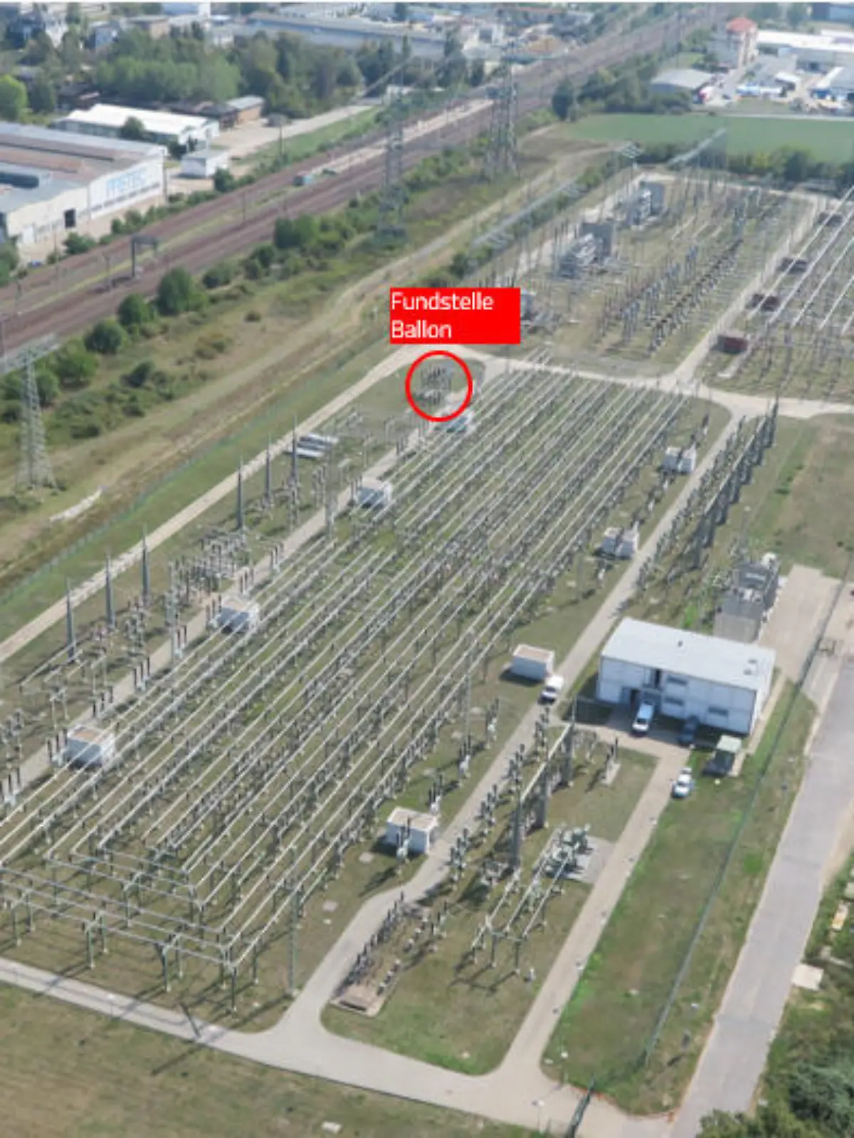 Fundort des Flugobjekts: Hier traf der metallbeschichtete Ballon auf eine neuralgische Stelle des Umspannwerks Dresden Süd.