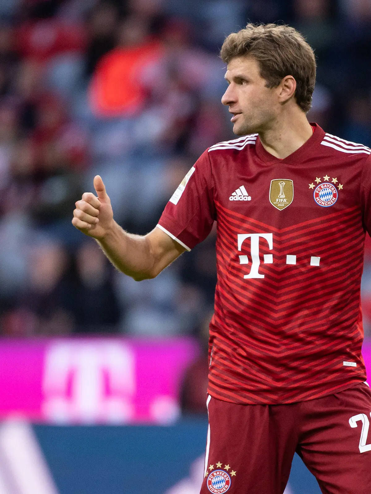 ARCHIV - 28.08.2021, Bayern, München: Fußball: Bundesliga, Bayern München - Hertha BSC, 3. Spieltag in der Allianz Arena. Thomas Müller von München in Aktion. (zu dpa «Thomas Müller nach Adduktorenverletzung: «Bin guter Dinge»») Foto: Sven Hoppe/dpa - WICHTIGER HINWEIS: Gemäß den Vorgaben der DFL Deutsche Fußball Liga bzw. des DFB Deutscher Fußball-Bund ist es untersagt, in dem Stadion und/oder vom Spiel angefertigte Fotoaufnahmen in Form von Sequenzbildern und/oder videoähnlichen Fotostrecken zu verwerten bzw. verwerten zu lassen. +++ dpa-Bildfunk +++