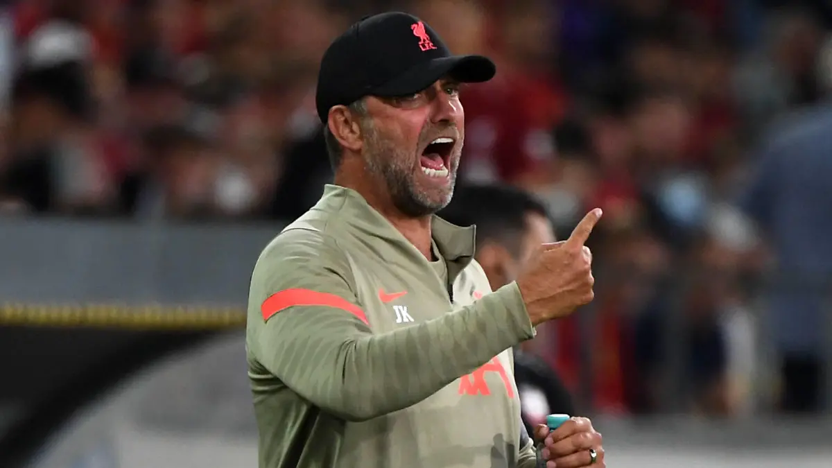 Fussball, Herren, Saison 2021/2022, Testspiel in Innsbruck Österreich, FC Liverpool - Hertha BSC, Trainer Jürgen Klopp Liverpool FC, 29.07. 2021, *** Football, men, 2021 2022 season, test match in Innsbruck Austria , Liverpool FC Hertha BSC, coach Jürgen Klopp Liverpool FC , 29 07 2021, Copyright: xSebastianxRäppold/MatthiasxKochx 