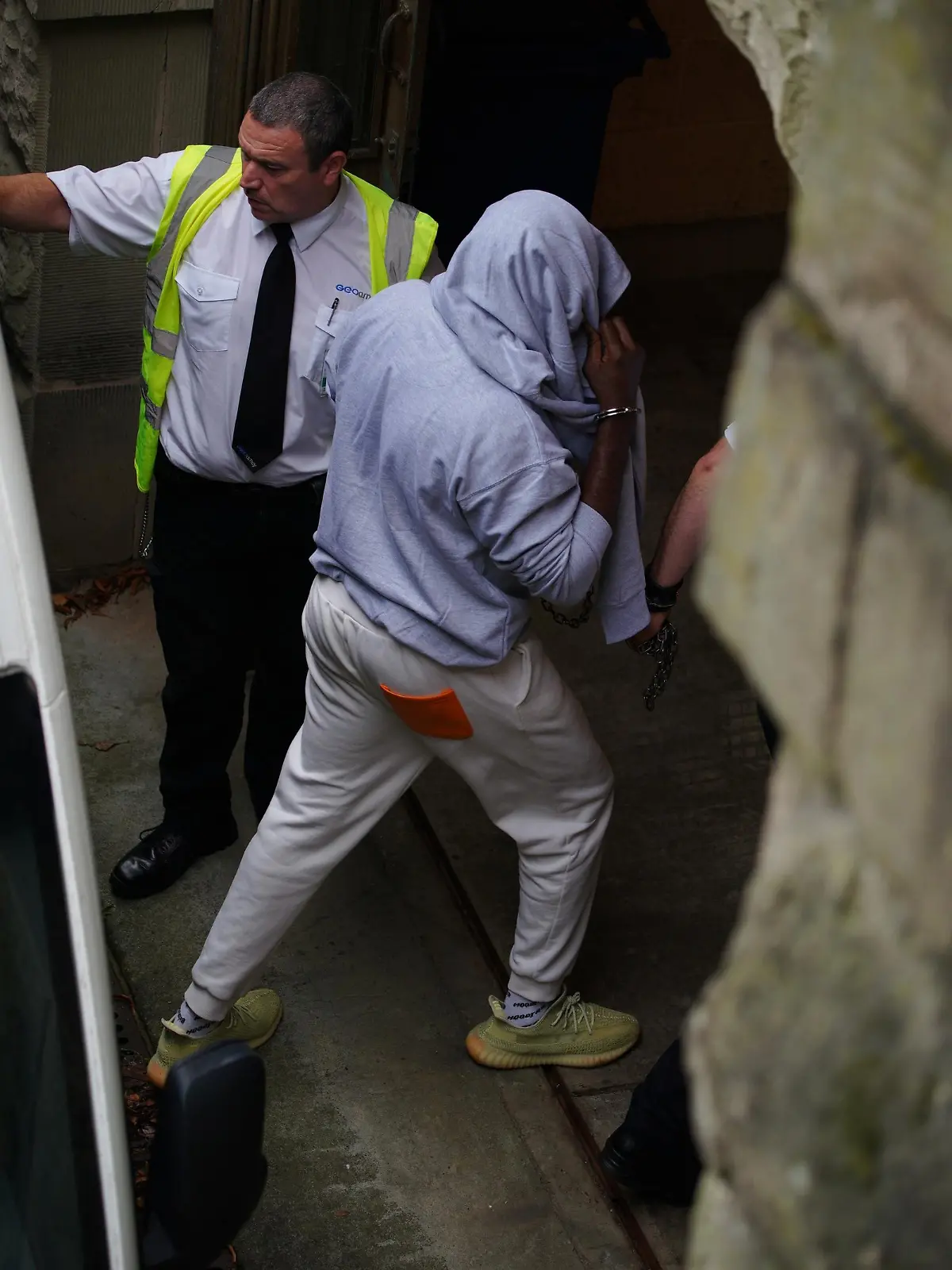 Benjamin Mendy court case. A man, believed to be co-defendant Louis Saha Matturie, gets out of a prison van at Chester Crown Court, where Manchester City footballer Benjamin Mendy is appearing charged with four counts of rape and one sexual assault. Picture date: Friday September 10, 2021. See PA story COURTS Mendy. Photo credit should read: Peter Byrne/PA Wire URN:62312293