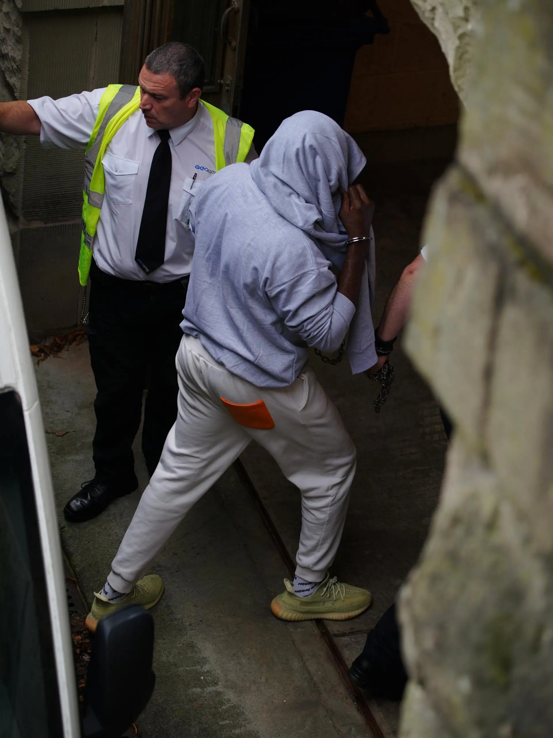 Benjamin Mendy court case. A man, believed to be co-defendant Louis Saha Matturie, gets out of a prison van at Chester Crown Court, where Manchester City footballer Benjamin Mendy is appearing charged with four counts of rape and one sexual assault. Picture date: Friday September 10, 2021. See PA story COURTS Mendy. Photo credit should read: Peter Byrne/PA Wire URN:62312293