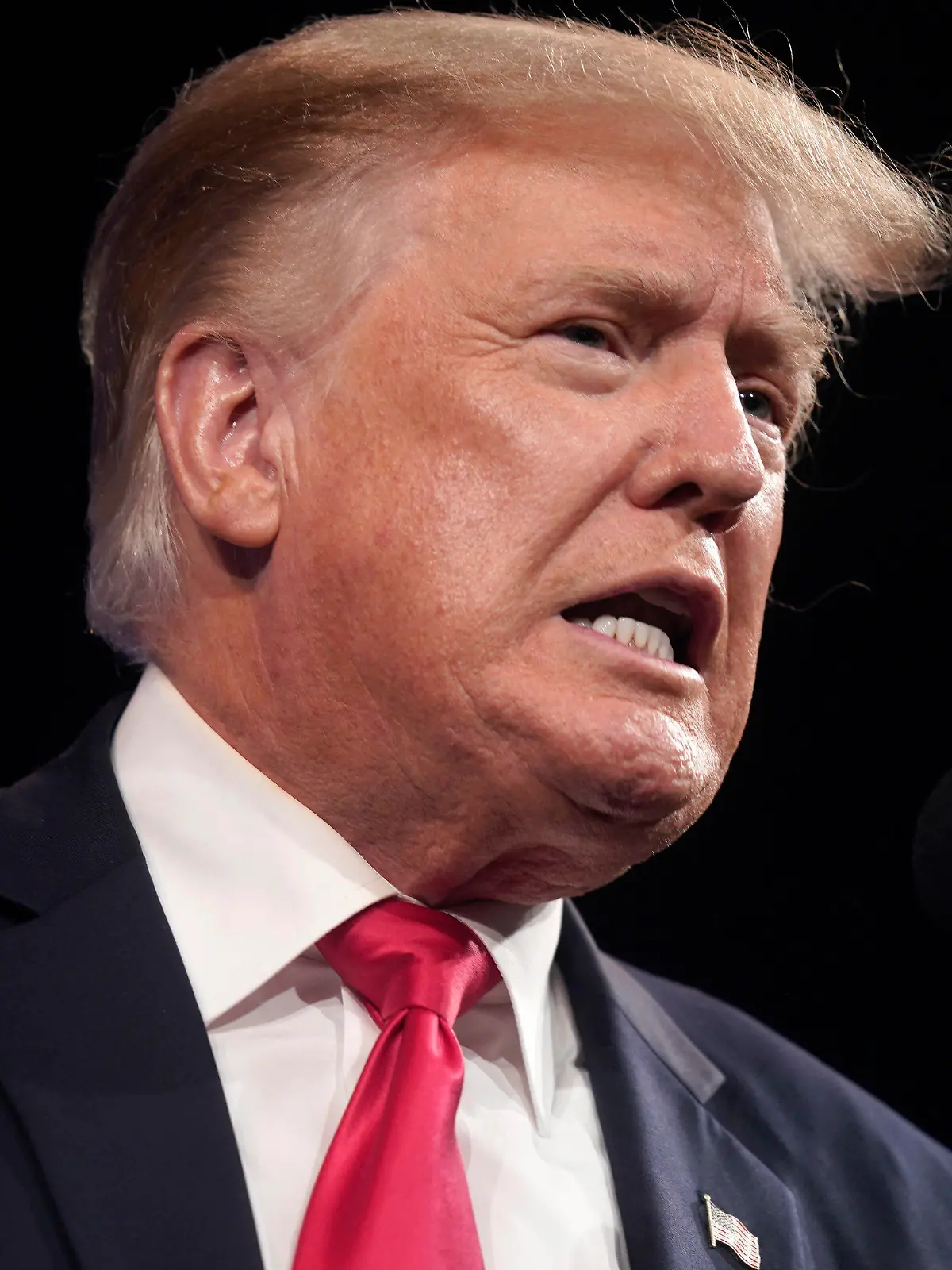 ARCHIV - 11.07.2021, USA, Dallas: Der ehemalige US Präsident Donald Trump spricht auf der Conservative Political Action Conference (CPAC) in Dallas. (zu dpa «Ex-US-Präsident Trump kommentiert Boxkampf von Evander Holyfield») Foto: Lm Otero/AP/dpa +++ dpa-Bildfunk +++