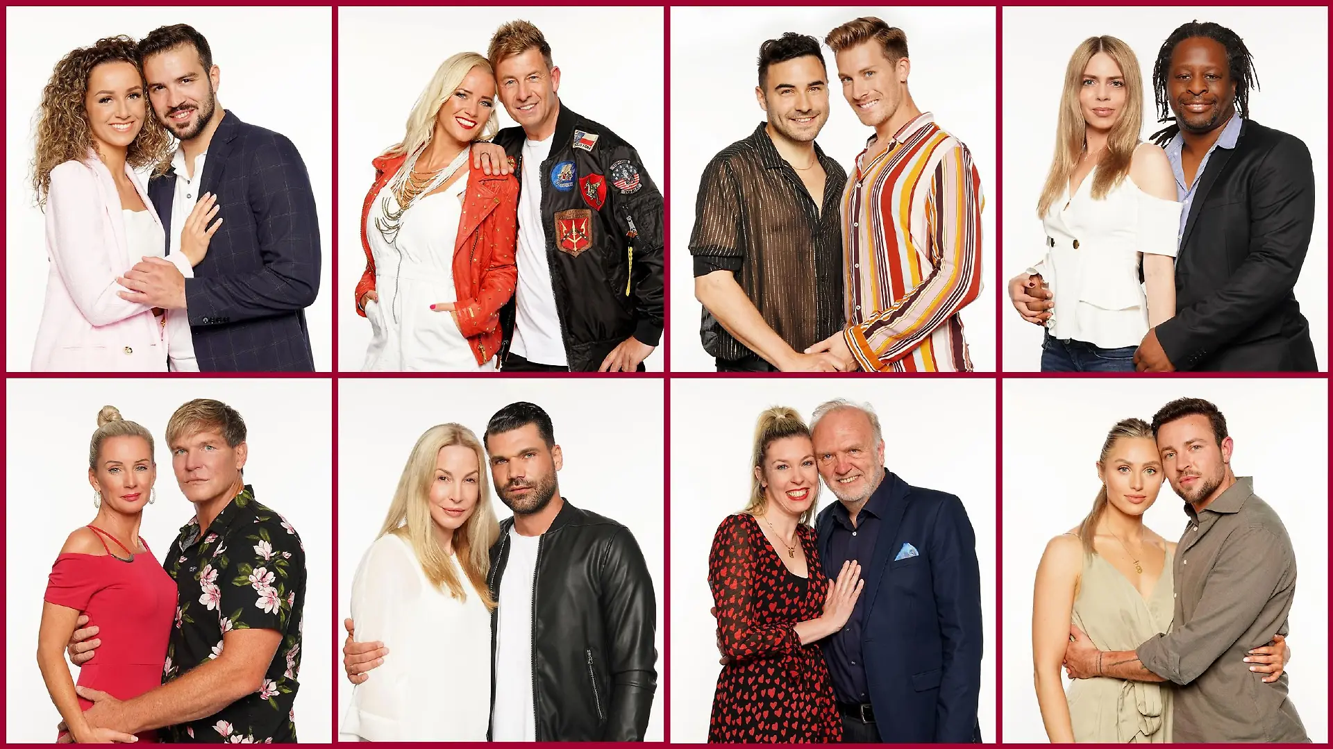 Samira und Yasin Cilingir, Maritta und Almklausi, Lars Steinhöfel und Dominik Schmitt, Adelina Zilai und Mola Adebisi (v.l. oben), Stephan Jerkel und Peggy Jerofke, Michelle Monballijn und Mike Cees-Monballijn, Janina Korn und Roland Heitz und Sissi Hofbauer und Benjamin Melzer (v.l. unten).
Die Verwendung des sendungsbezogenen Materials ist nur mit dem Hinweis und Verlinkung auf TVNOW gestattet.